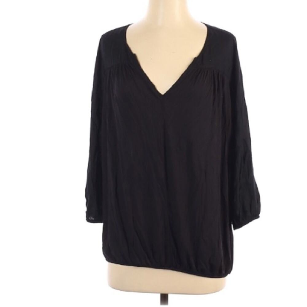 Soft Joie Black Boho Top Shirt Blouse Womens S Long Sleeve Gathered Hem Fall